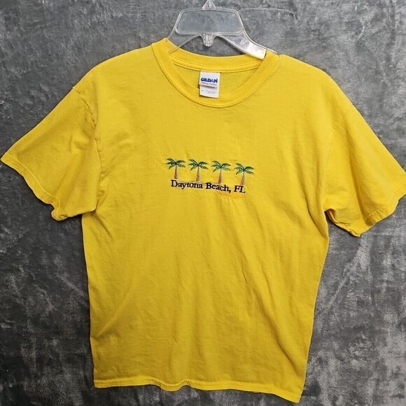 Gildan Daytona Beach Tshirt Yellow sz Med short sleeve cotton Adult - Picture 1 of 9